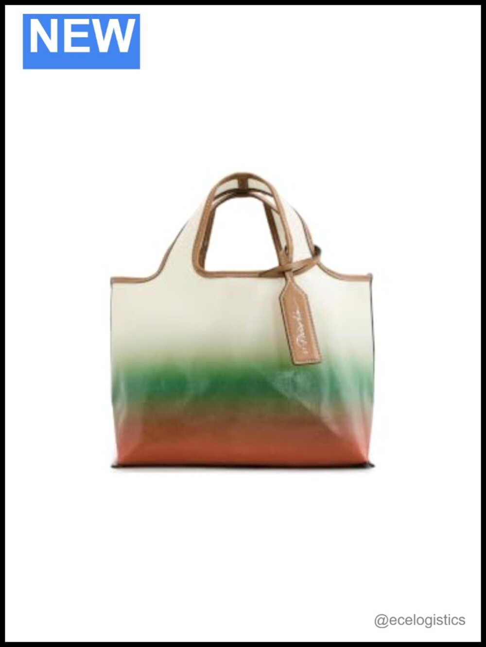 Coated Ombre Canvas Mini Market Tote Leather Trim Top Handle Purse